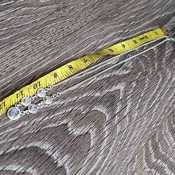 925 Sterling Silver Moonstone Necklace 24" - Picture 6 of 8